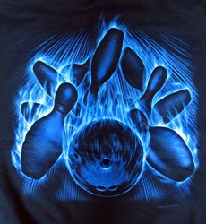Blue Flame Strike Bowling Hooded Sweatshirt Back Image