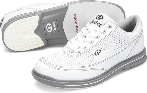 Dexter Turbo Pro Mens Bowling Shoes White Grey Wide 