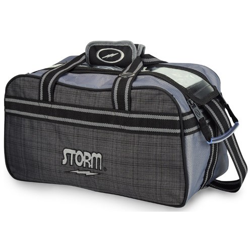 Storm 2 Ball Tote Bowling Bag w/ shoe pocket Plaid Grey & Storm Keychain 