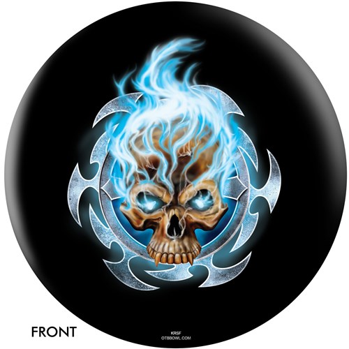 OnTheBallBowling Michael Graham Design Flaming Blue Skull
