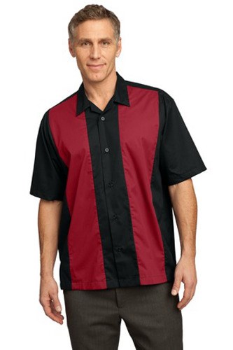 Port Authority Retro Camp Shirt Black/Red NULL + FREE SHIPPING