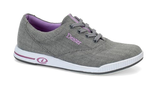 Womens Dexter KERRIE Comfort Canvas Grey Twill Bowling Shoes Sizes 6-11 